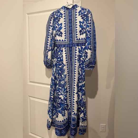 FARM Rio Blue and White Floral Long Sleeve Dress - Picture 2 of 8